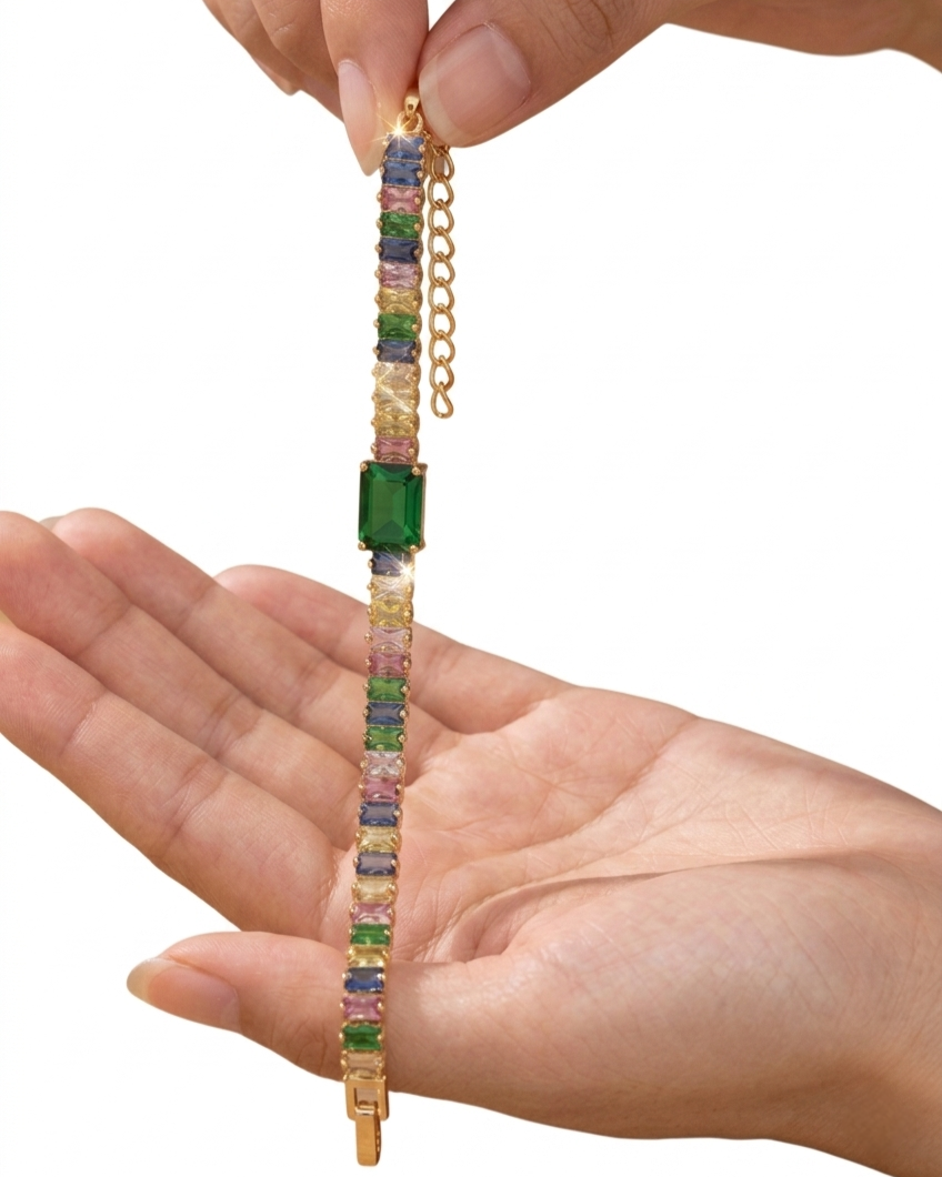 EmeraLink Rainbow Baguette Anti-Tarnish Bracelet
