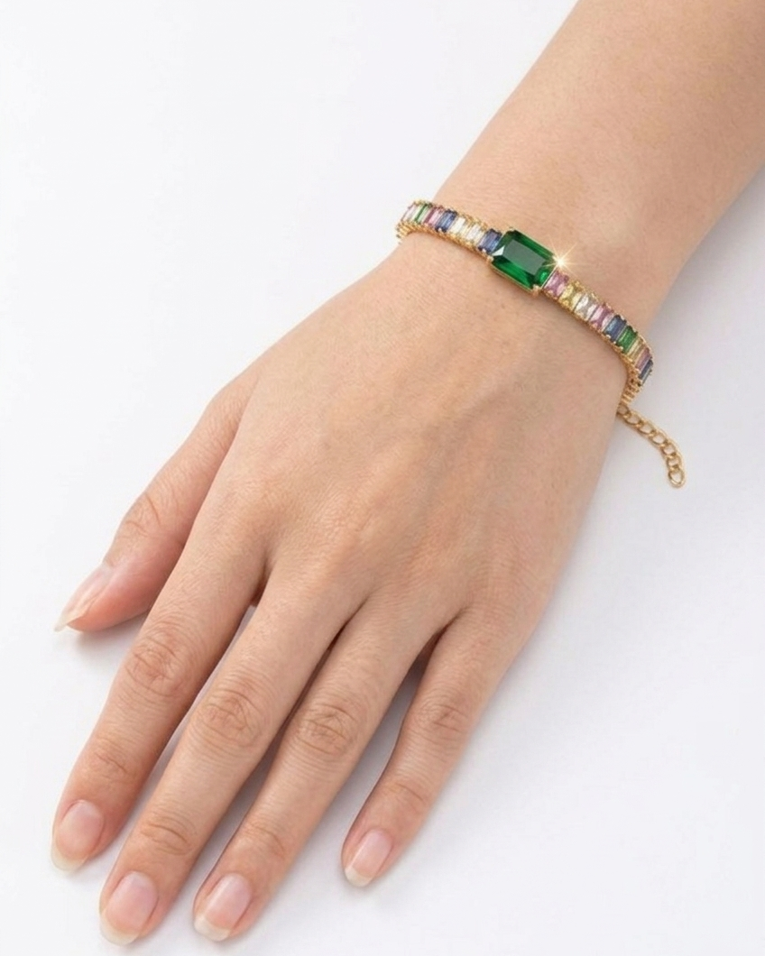 EmeraLink Rainbow Baguette Anti-Tarnish Bracelet