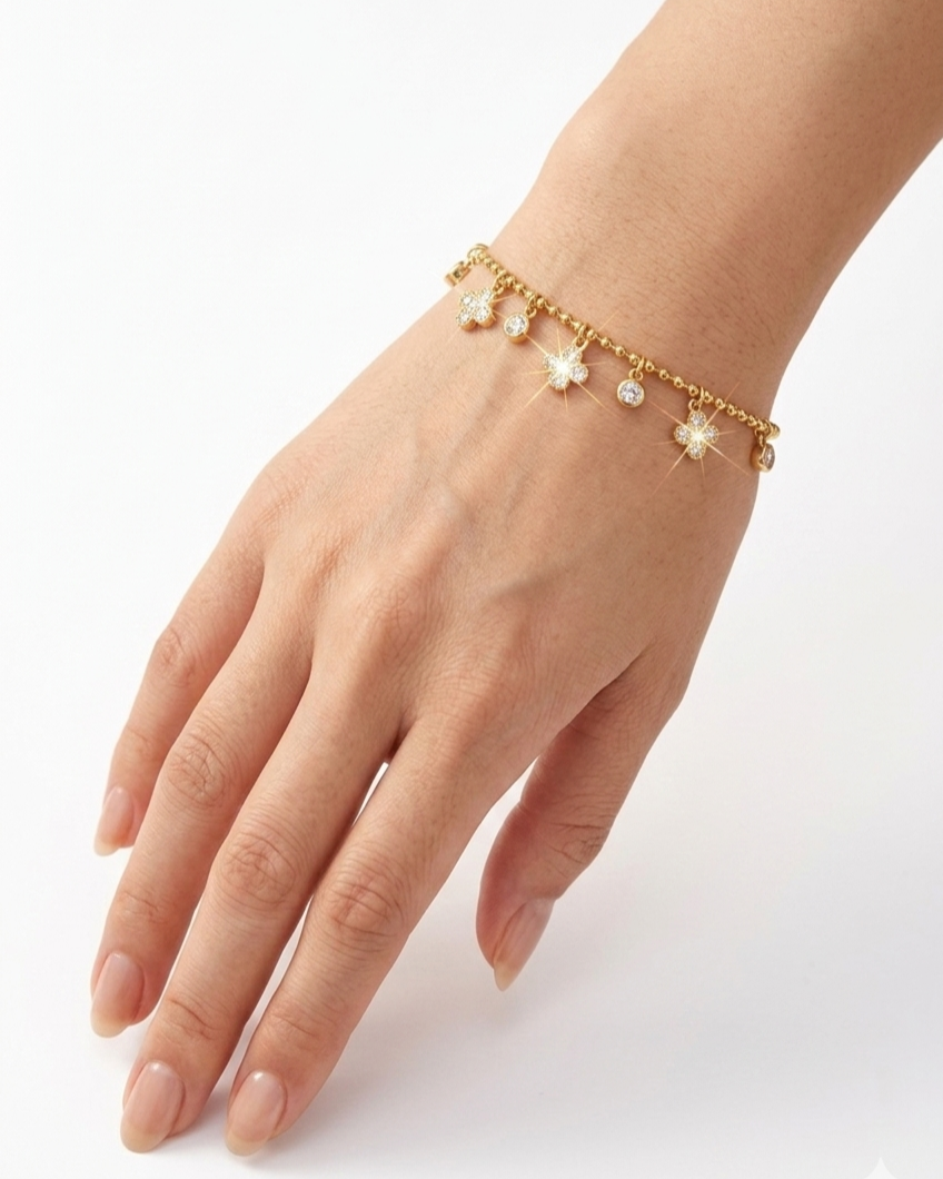 Celestia Lucky Clover Charm Anti-Tarnish Bracelet