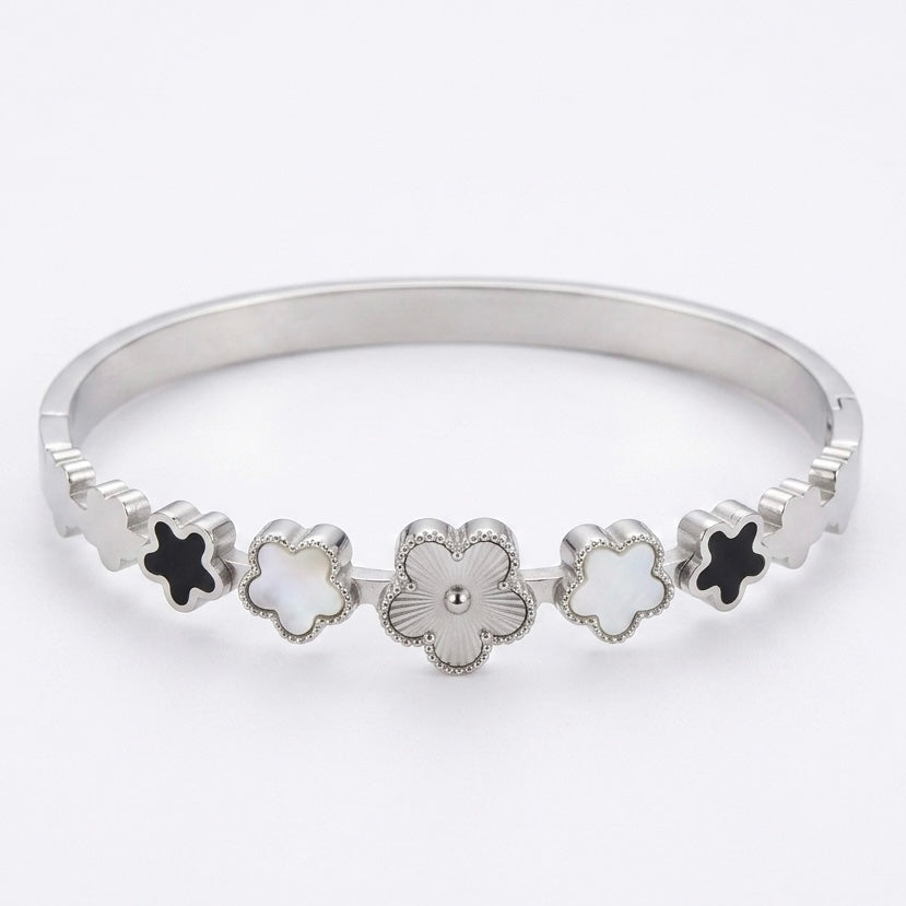 Monochrome Blossom Anti-Tarnish Bangle