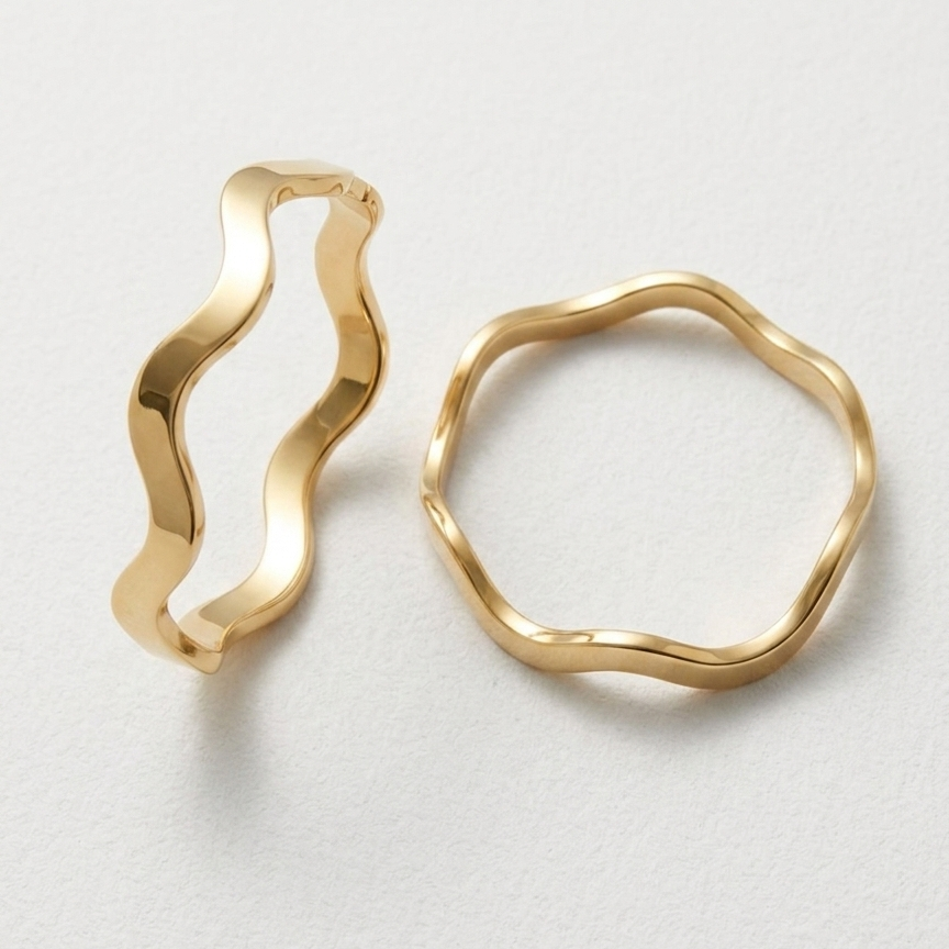 Golden Ripple Duo Anti-Tarnish Bangles