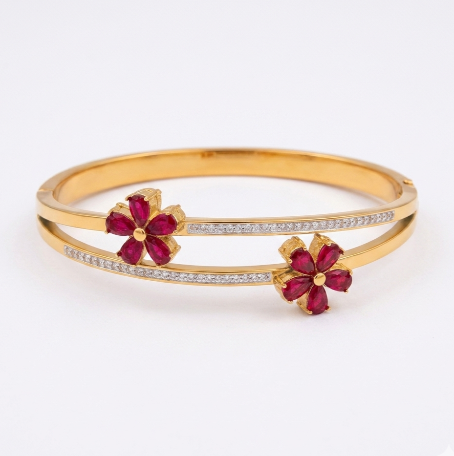 Ruby Bloom Crystal Anti-Tarnish Bangle
