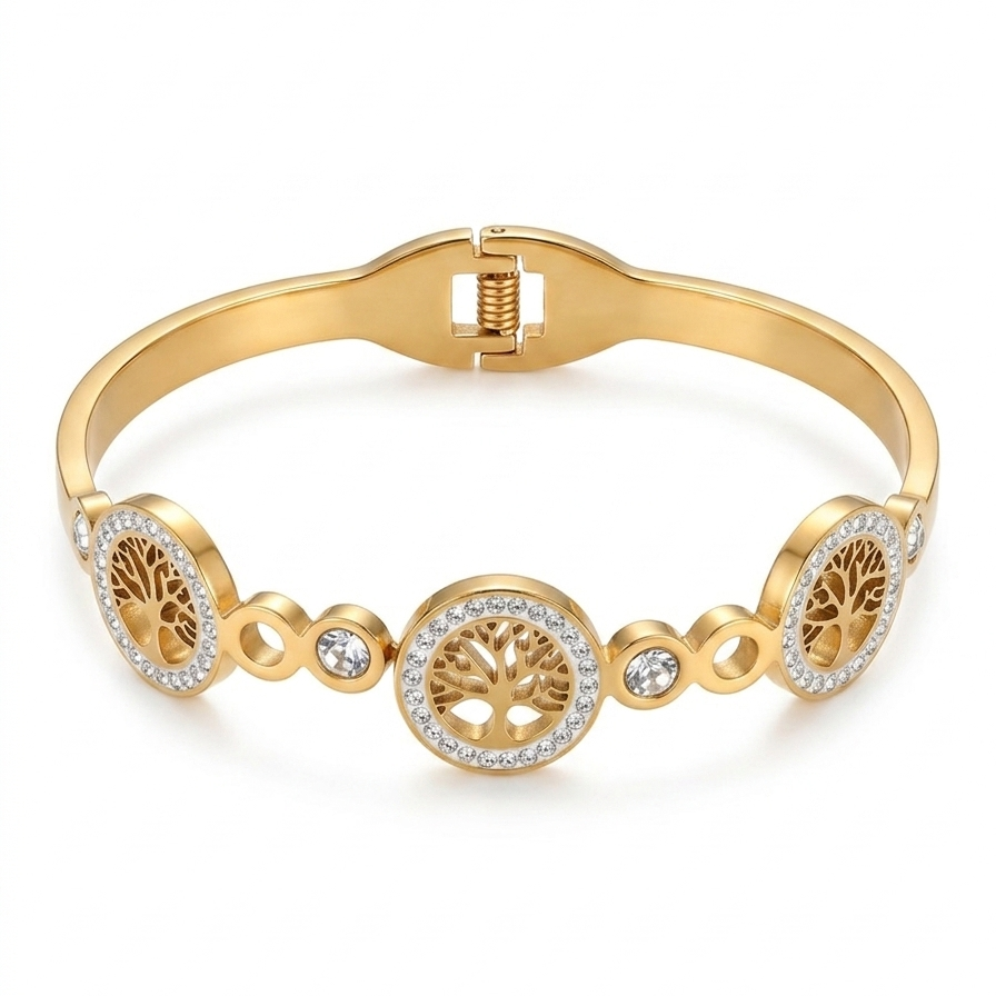 Triogold Tree of Life Anti-Tarnish Bangle