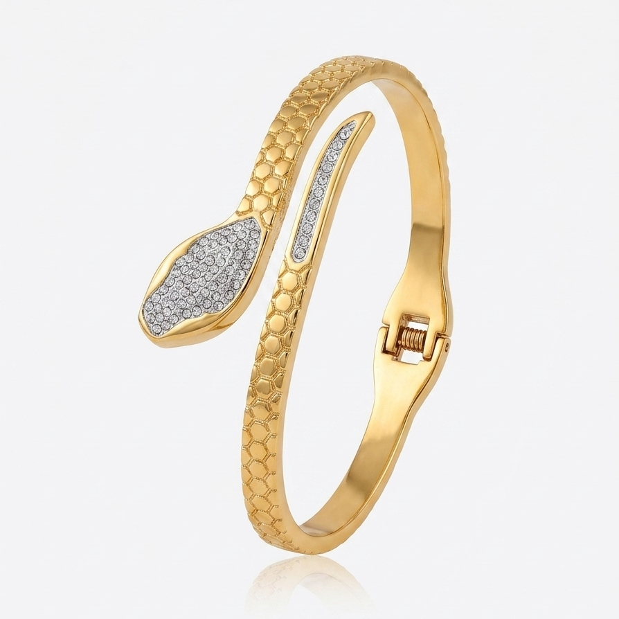 Auric Serpent Scale Anti-Tarnish Bangle