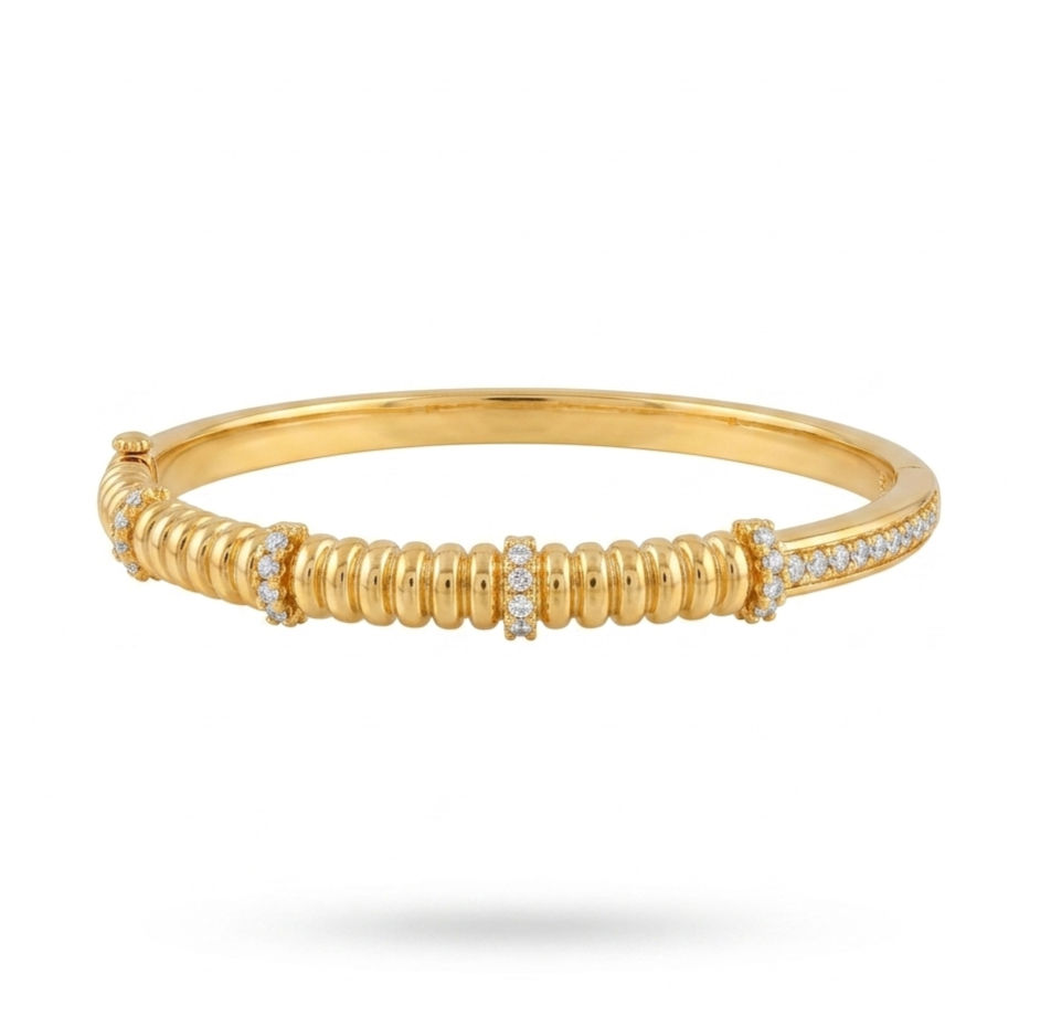 Auric Coil Crystal Anti-Tarnish Bangle