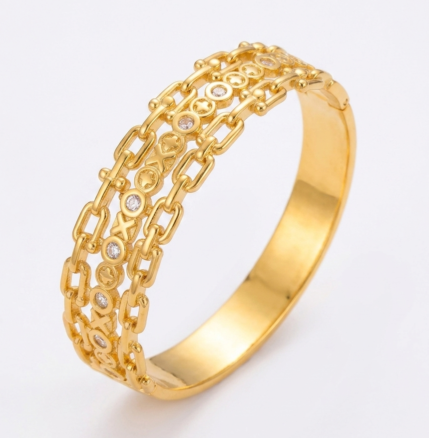 Golden Lattice Luxe Anti-Tarnish Bangle