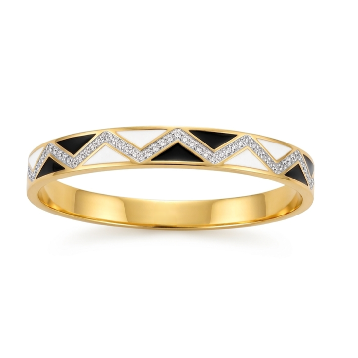 Monochrome Chevron Enamel Anti-Tarnish Bangle