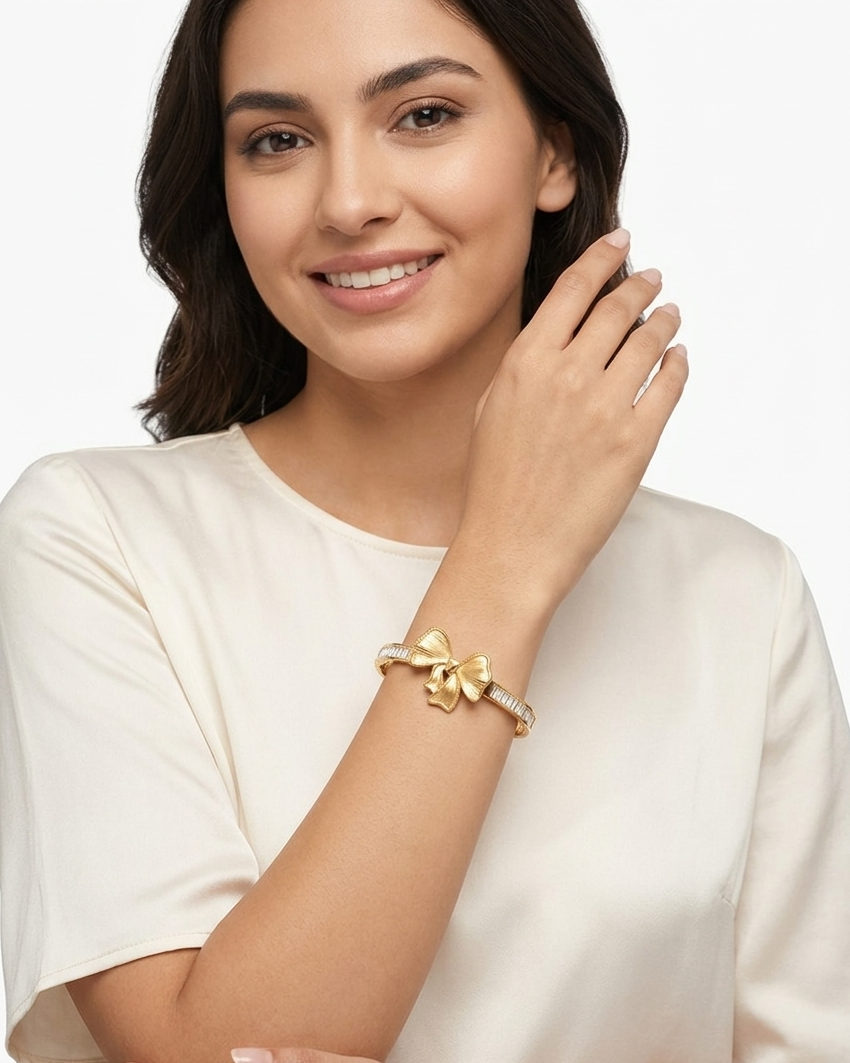 Aurelia Ribbon Baguette Anti-Tarnish Bangle