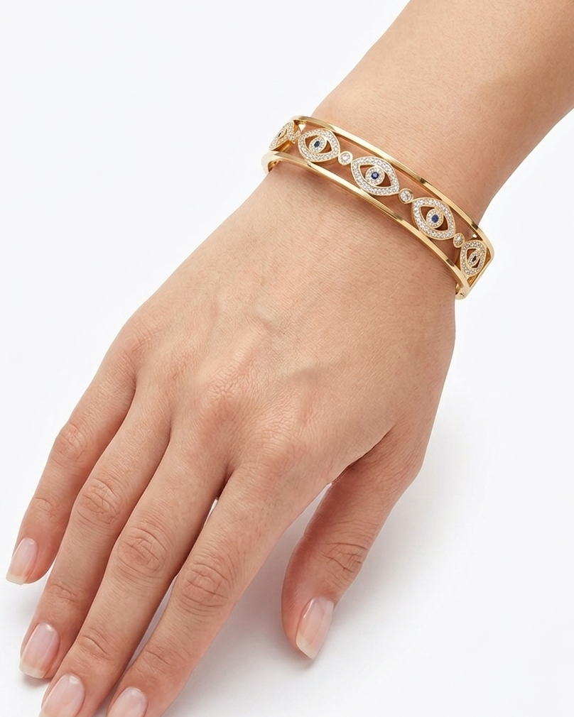 AuraShield Cutout Evil Eye Anti-Tarnish Bangle