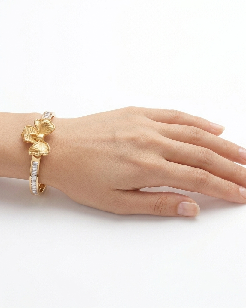 Aurelia Ribbon Baguette Anti-Tarnish Bangle