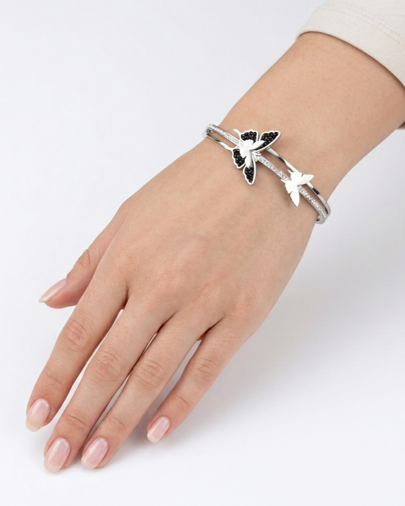 FlutterCharm Dual Butterfly Anti-Tarnish Bangle